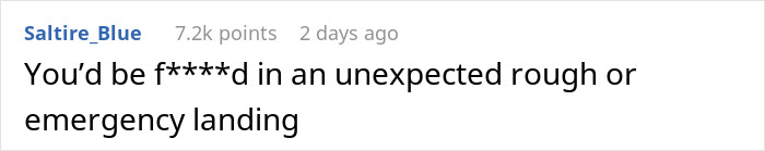 Reddit comment warning you'd be in danger in an emergency, criticizing sardine can seating on new planes