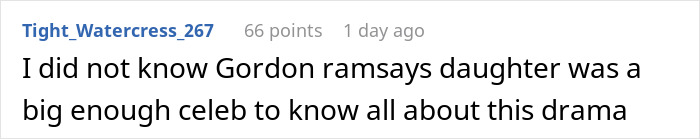 Comment about Gordon Ramsay&rsquo;s daughter in an online discussion related to Adam Peaty&rsquo;s controversial wedding and name change.