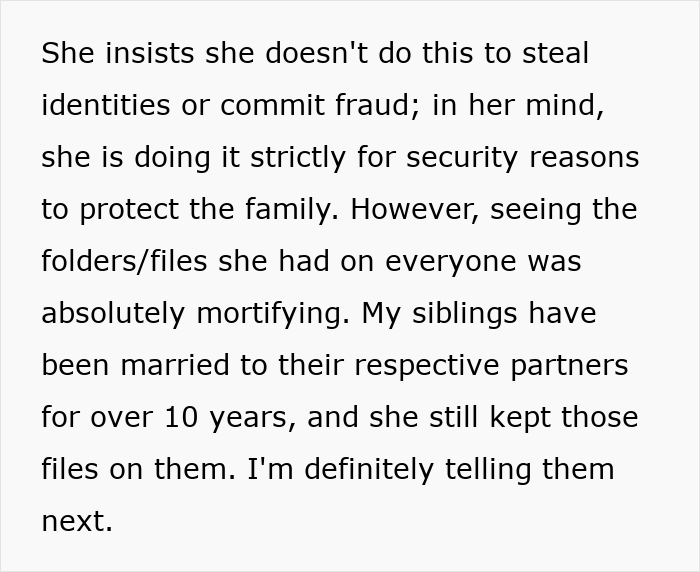 Mother secretly goes through girlfriend’s wallet, takes photos of her ID for family security reasons.