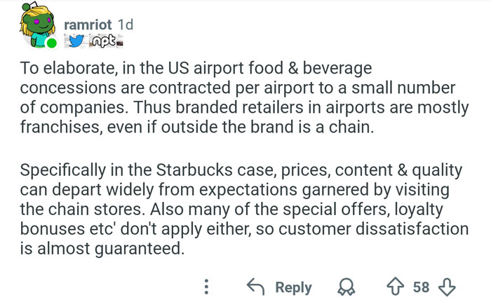 Airport baristas at US airports face unique challenges with franchised stores causing customer dissatisfaction.