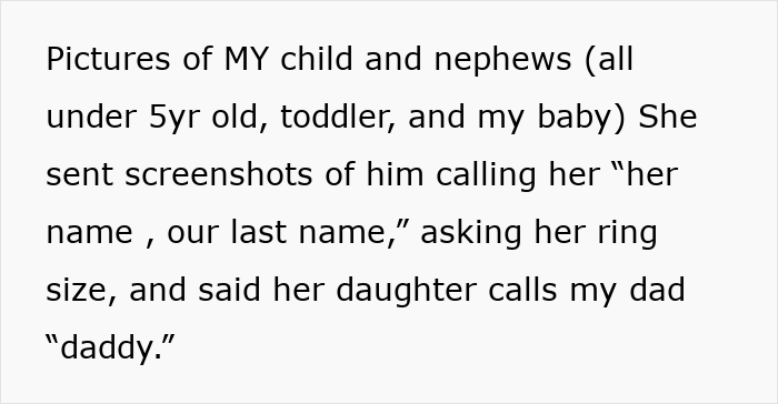 Screenshot of a text message revealing a dad&rsquo;s mistress contacting his adult daughter, exposing a months-long affair.