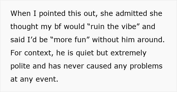 Woman explains birthday host decided bestie&rsquo;s boyfriend didn&rsquo;t fit party vibe and excluded him, sparking drama.