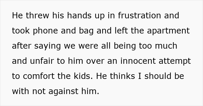 Alt text: Man reacts with frustration and leaves apartment after upsetting kids during Thanksgiving with late brother-in-law talk.