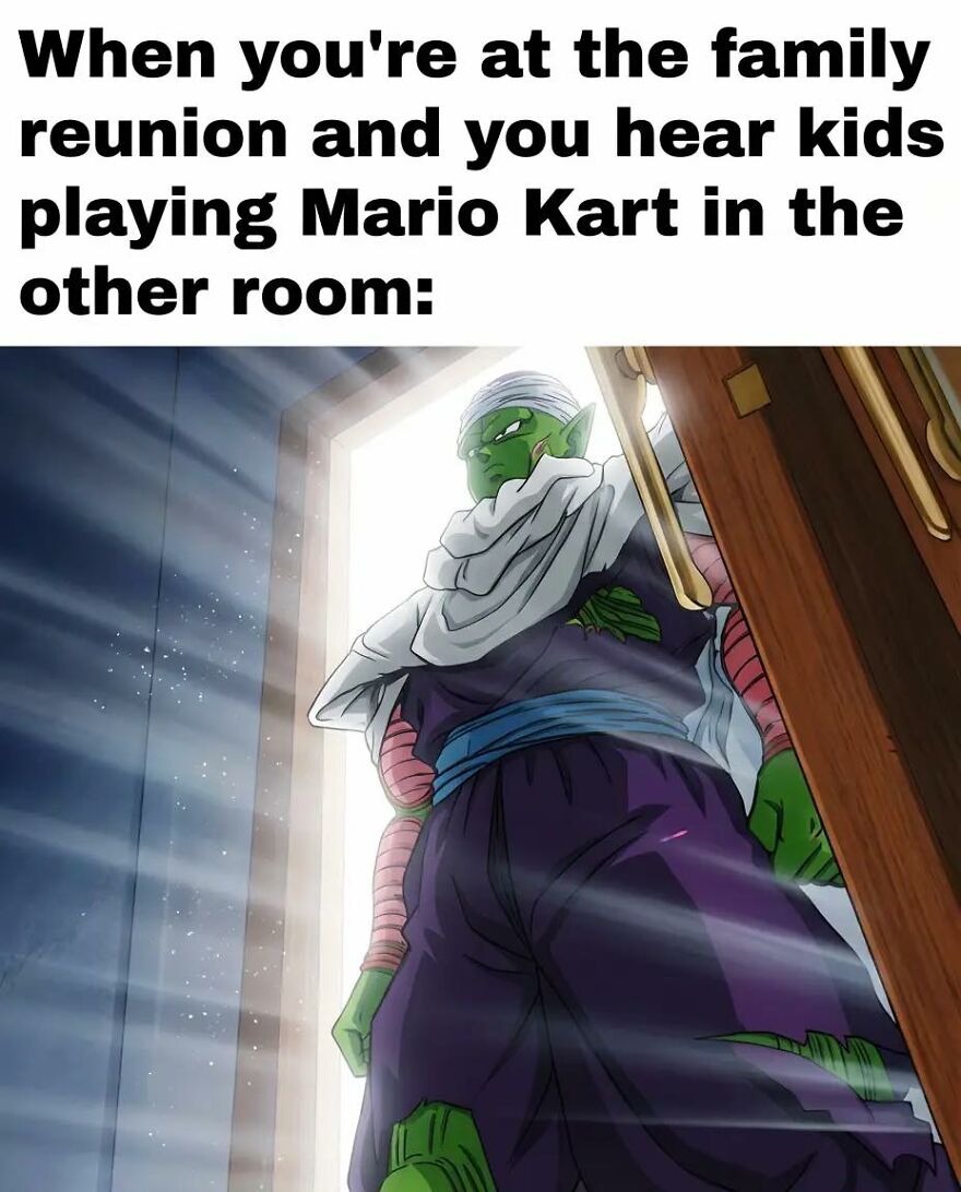 Exhausted adult hearing kids play video games at family reunion, looking eager to join in Mario Kart fun.