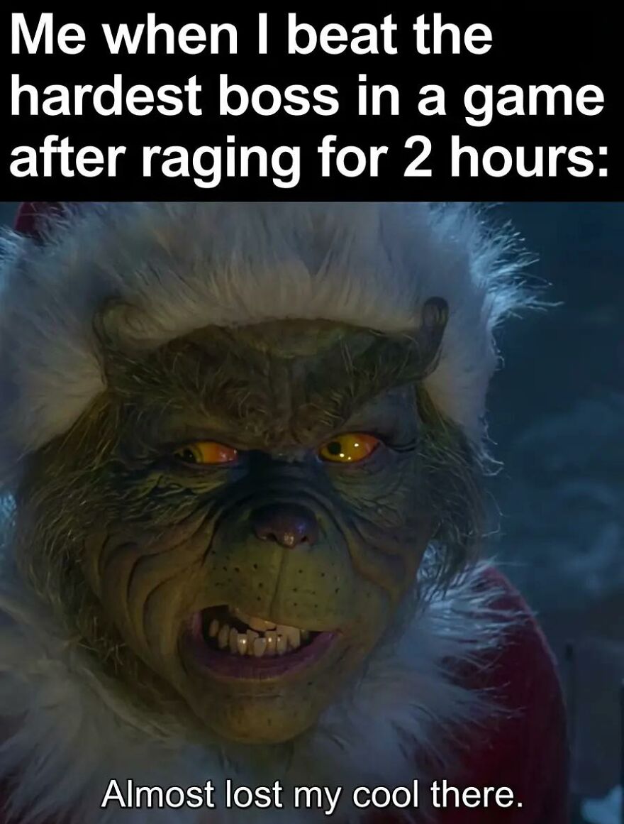 Meme showing a gaming moment with exhaustion and relief, capturing relatable memes for exhausted adults who want to play video games.