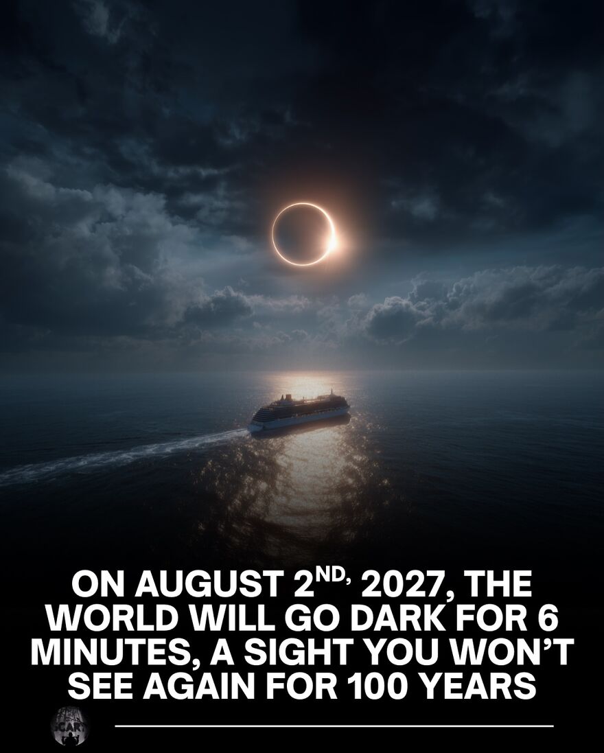 Eclipse over ocean with a ship, symbolizing scary facts about bones and night-time fear.