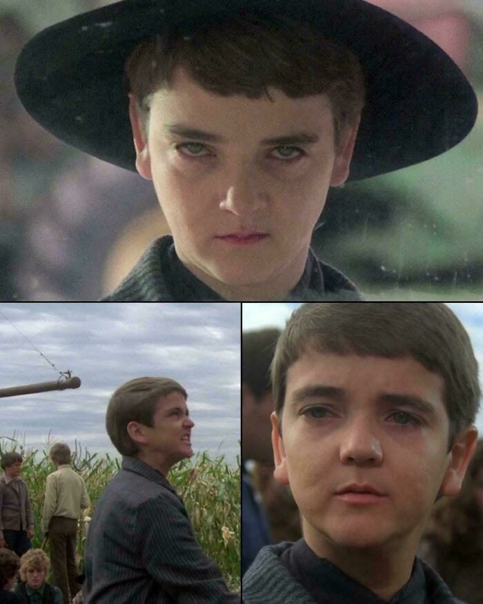 Young boy with intense and eerie expressions in a dark hat, featured in scary posts shared online collage.