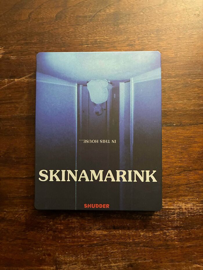 Steelbook case for the horror film Skinamarink featuring eerie hallway imagery, fitting the scariest posts shared online theme.
