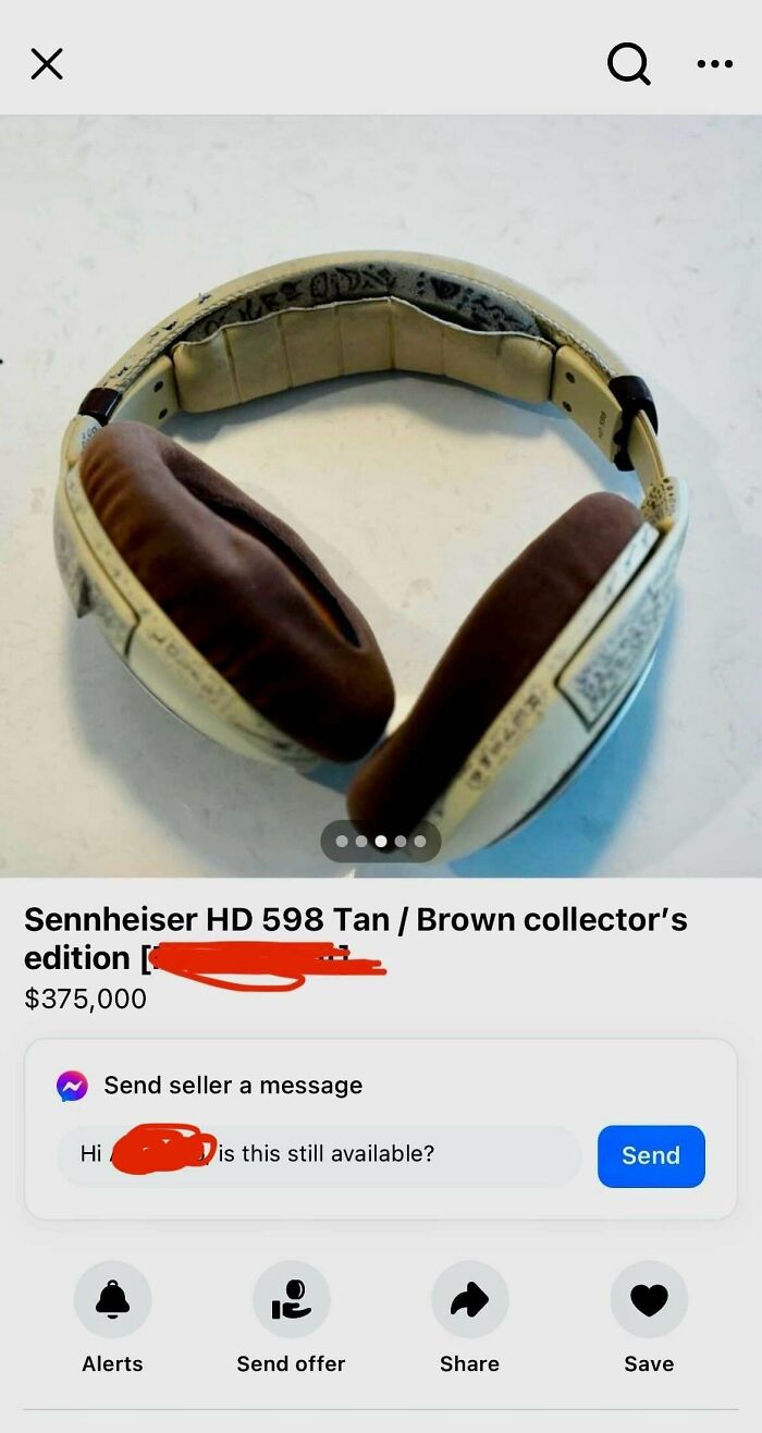Tan Sennheiser HD 598 headphones shown in listing — example of unhinged things people sell online, priced $375,000