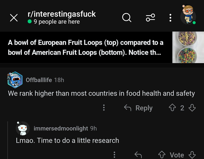 Reddit comments debating food health and safety rankings, showcasing ridiculous American internet comments roasted online.