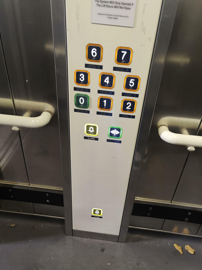 Elevator panel with floor buttons and door controls showcasing impressive country implementations in public infrastructure design.