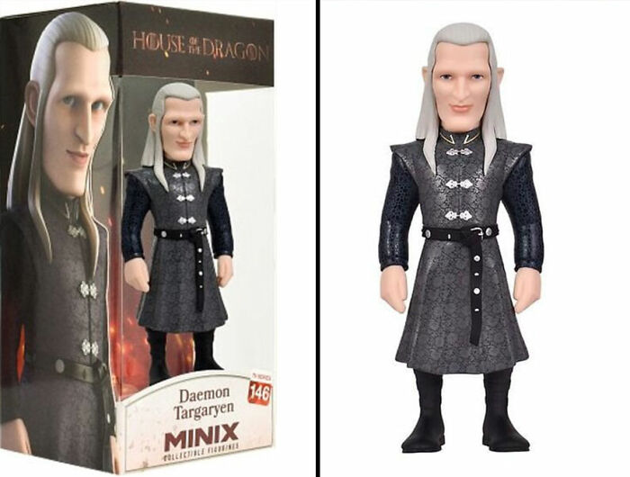 Offensively ugly celebrity doll of Daemon Targaryen from House of the Dragon in a viral X thread collection.