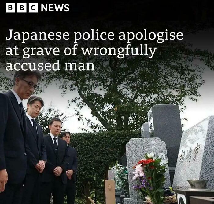 Japanese police apologize at grave of wrongfully accused man in a rare wild incident making surprising headlines.