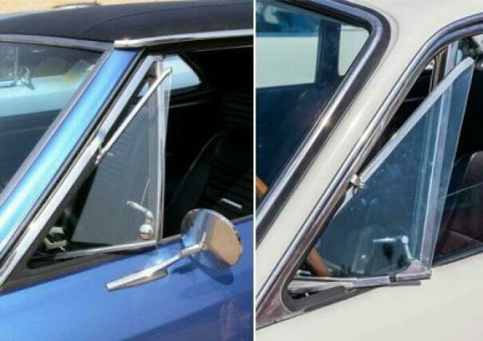Close-up comparison of vintage car windows with classic vent window design, evoking nostalgia and feel old as heck moments.