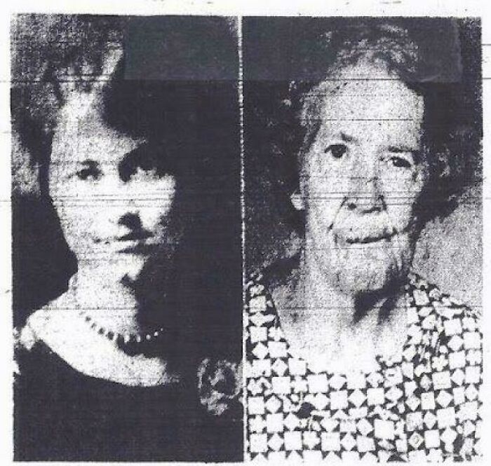 Black and white photo of two women side by side related to unsettling history and vanishing crime stories.