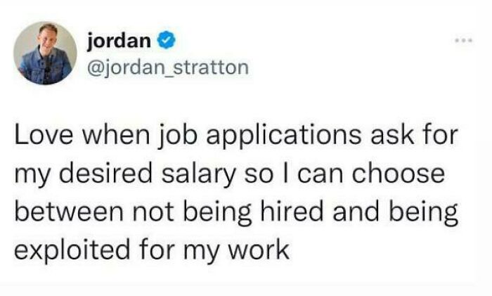 Tweet about recruitment nightmares highlighting the dilemma of choosing between salary expectations and fair work compensation.