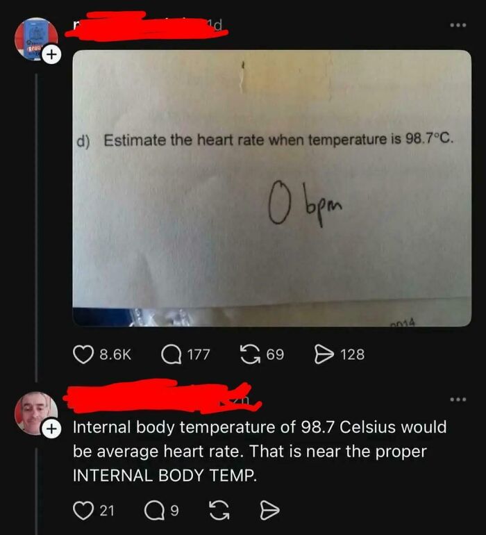 Screenshot of a dumb comment about heart rate and body temperature highlighting Americans' dumb comments on the internet.