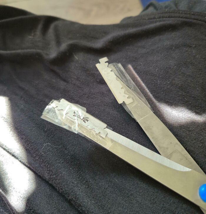 Scissors with razor blades taped to the tips as a creative example of if it's stupid but it works then it's not stupid.