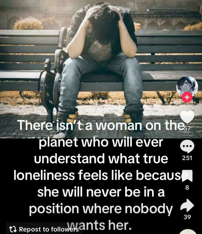 Person sitting on a bench with head in hands, illustrating gendered nonsense and loneliness themes in social context.