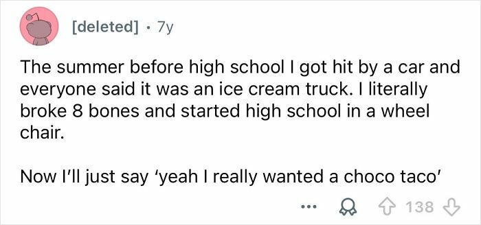 Screenshot of a Reddit post sharing an embarrassing situation that only became funny later involving an accident before high school.
