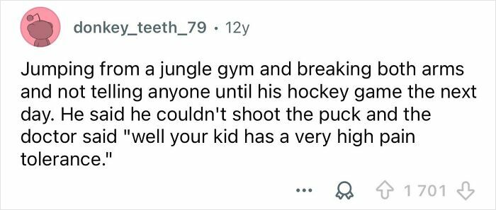 Screenshot of a social media post describing an embarrassing situation that became funny much later.