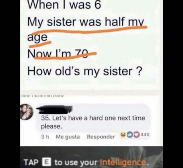 Math meme explaining age puzzle with comments, part of a meme account that explains popular memes for better understanding.