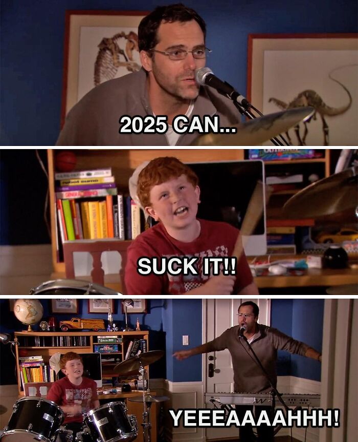 Scene from The Office showing characters singing and playing drums, capturing humorous moments in popular memes inspired by the TV series.