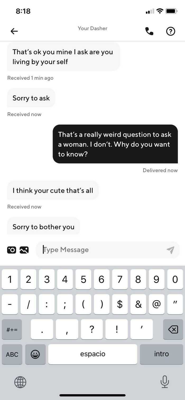 Chat conversation screenshot showing an unhinged text exchange between an Uber driver and passenger.
