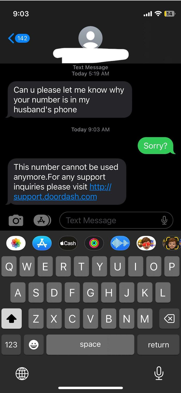 Text conversation screenshot featuring a confusing message from an Uber driver in a funny and unhinged exchange