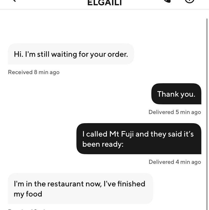 Text conversation screenshot showing humorous exchange between an Uber driver and passenger, highlighting funny Uber driver texts.