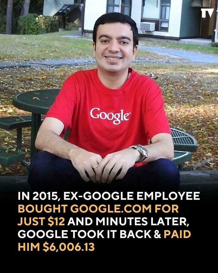Amazing photo of a smiling ex-Google employee, illustrating the amazing Google.com purchase incident.