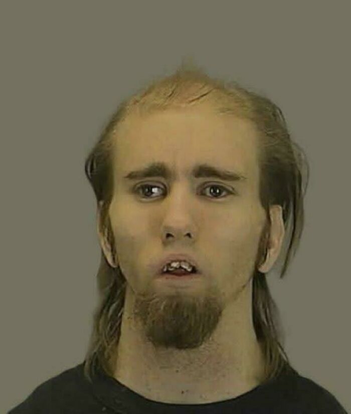 A man with an unfortunate haircut, long sideburns, a goatee, and a startled expression.