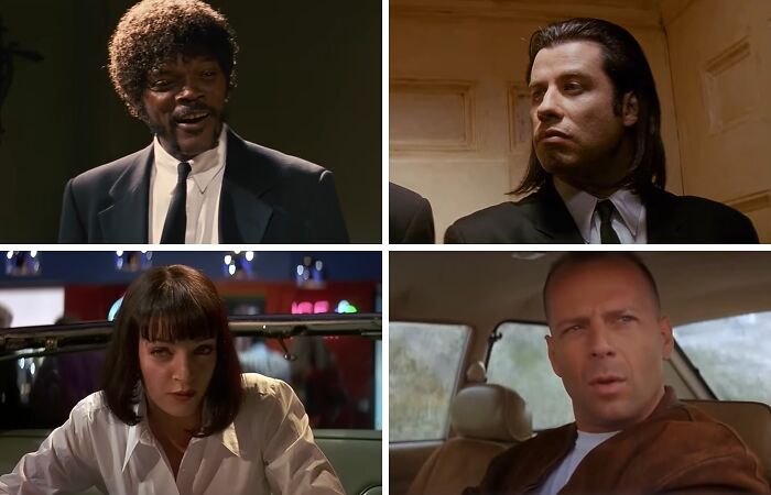 Four iconic movie characters from cult classic scenes pictured for a vote on character removal polls.
