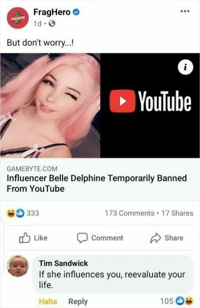 Social media comeback example featuring influencer ban and witty comment with best comebacks and comments.