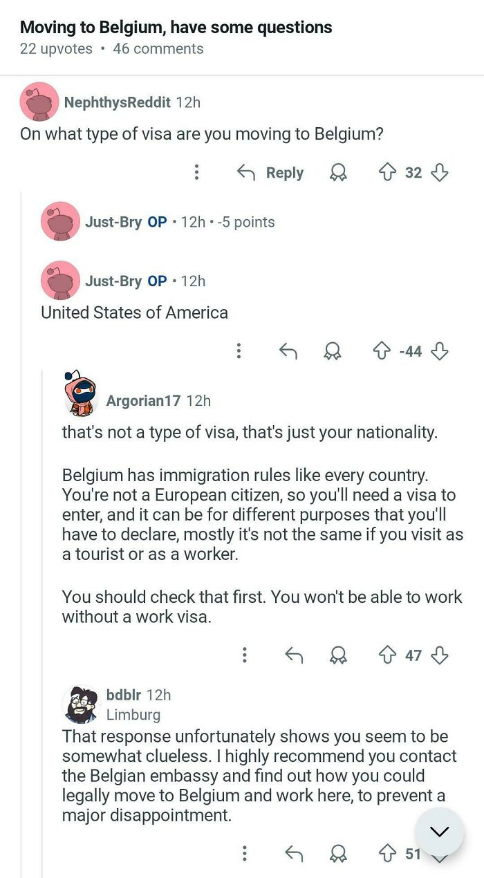 Online discussion snippet where Americans confidently posted that United States of America is a type of visa.