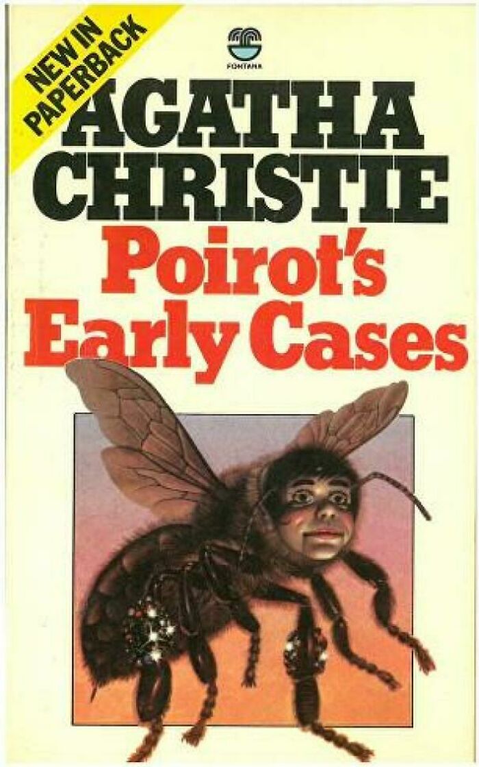 Book cover featuring a bee with a human face, an example of funny and awful book covers from the collection.
