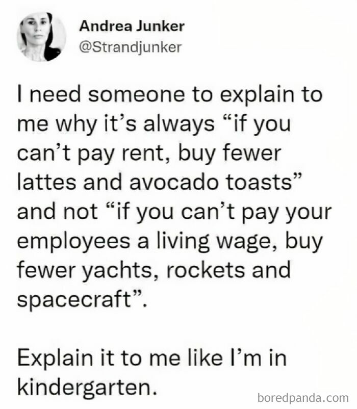 Text post highlighting social issues with rent, living wages, and inequality from straight to the point posts calling out the world.