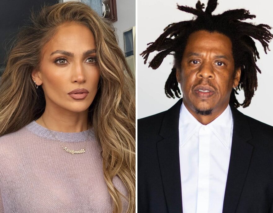 Jennifer Lopez And Jay-Z age twins pictured side by side, showcasing remarkable and inspiring aging and style.