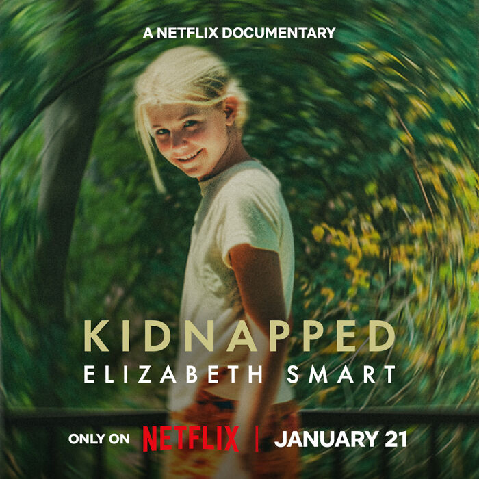 Young Elizabeth Smart in a Netflix documentary poster for Kidnapped, highlighting key bombshell revelations in her story.