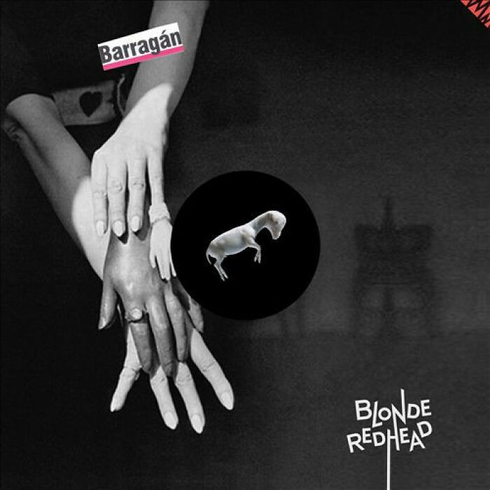Album cover featuring overlapping hands in black and white with a floating small white horse, a hilariously bad album cover.