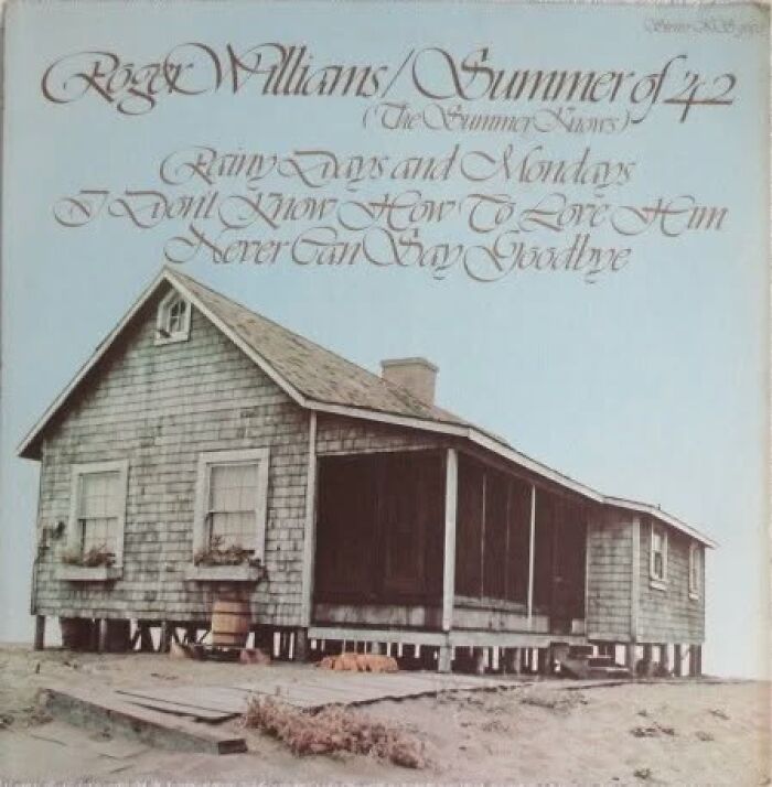 Old rustic house on an album cover with faded text, part of hilariously bad album covers that were actually sold collection.