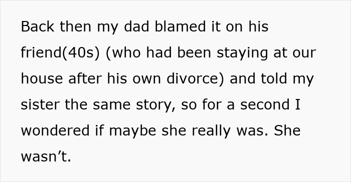 Text describing a dad&rsquo;s mistress texting his adult daughter on NYE revealing proof of a months-long affair, devastating the mom.