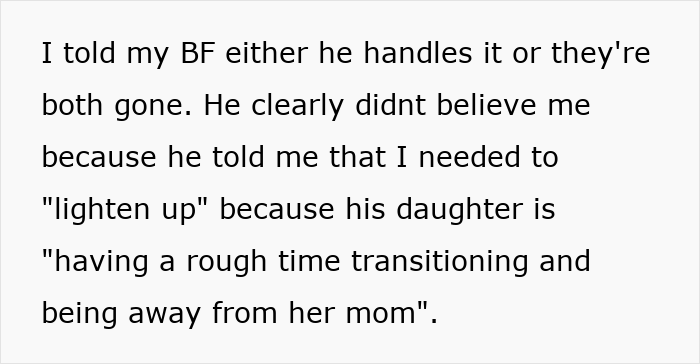 Text describing a bratty teen causing damage and mess in her room while the stepmom prepares eviction papers.