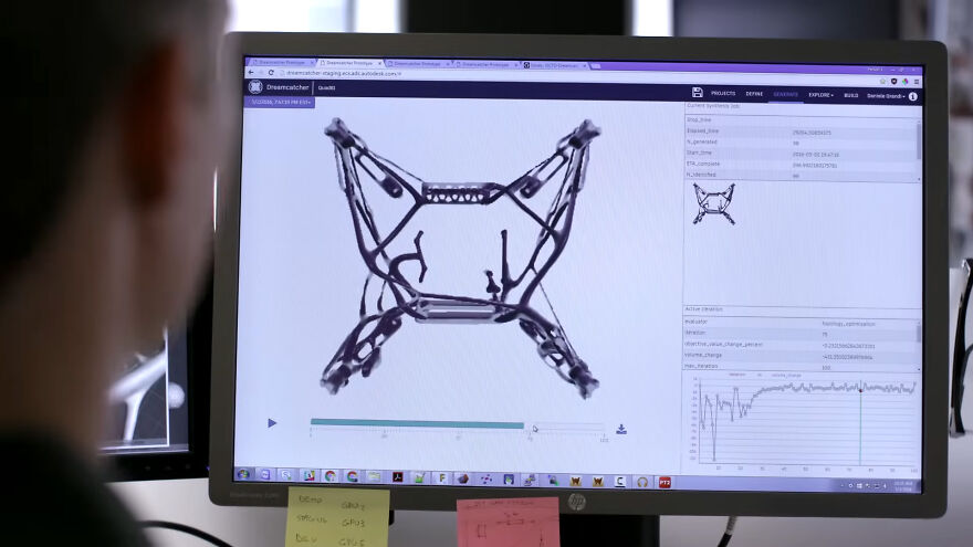 Person analyzing biomimicry design on computer screen, showcasing nature-inspired engineering solutions.