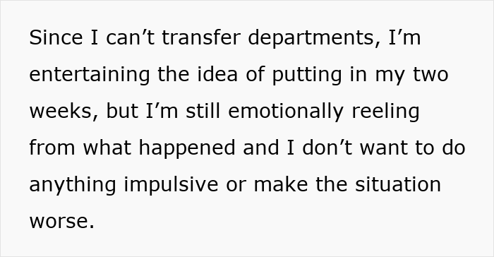 Alt text: Text message expressing emotional distress after coworker falsely claimed married lady has a second husband at work.