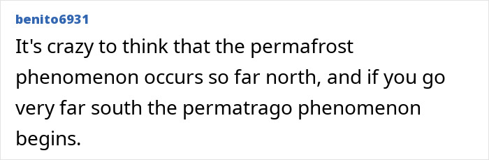 Comment about permafrost and permatrago phenomenon related to the world&rsquo;s darkest island and residents&rsquo; life.