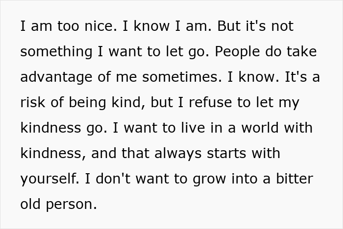 Text about woman’s kindness and risks, related to friend staying during surgery recovery and unexpected 1,100-mile car drive. - 34