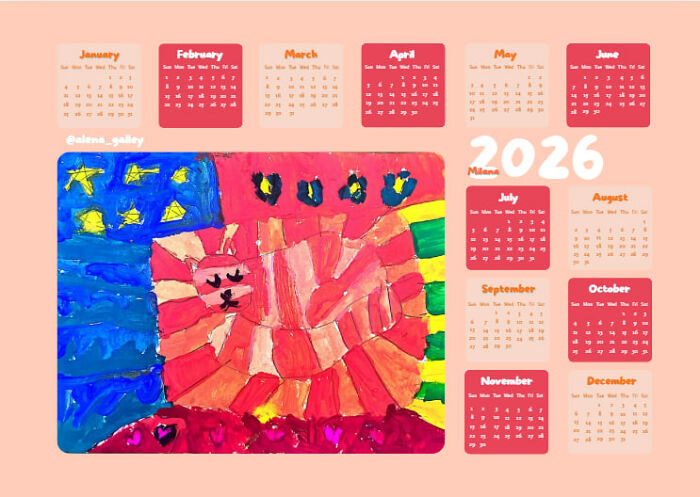 I’m An Art Teacher, And For New Year’s I Wanted My Students To Feel Like Real Artists - So I Turned Their Drawings Into Wall Calendars