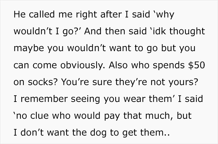 Text message conversation showing a man trying to convince his girlfriend he didn&rsquo;t cheat while fancy designer socks are mentioned.