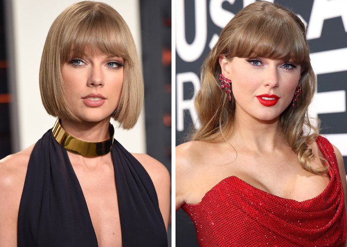 Side-by-side photos of a female celebrity showing a decade transformation highlighting celebrity looks and style changes.